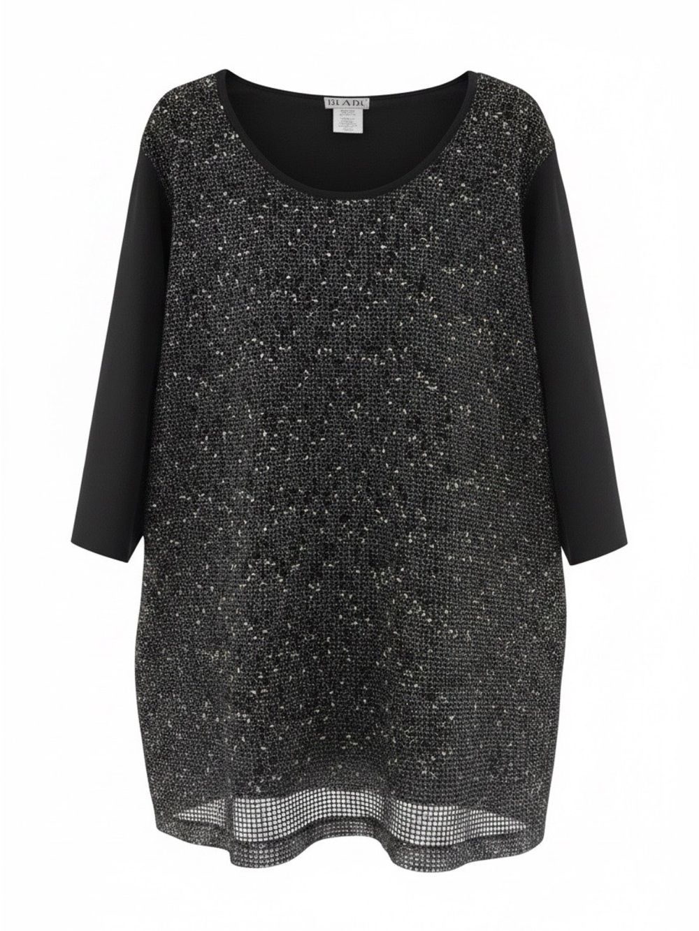 Blair Black Tweedy Mesh Front Tunic